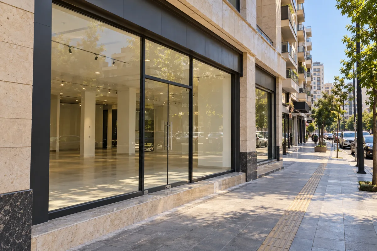Gaziantep ana cadde üzerinde geniş vitrinli boş dükkan